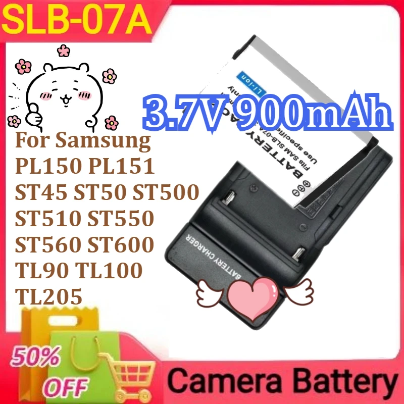 

SLB-07A For Samsung PL150 PL151 ST45 ST50 ST500 ST510 ST550 ST560 ST600 TL90 TL100 TL205 Camera Battery 3.7V 900mAh+Charger