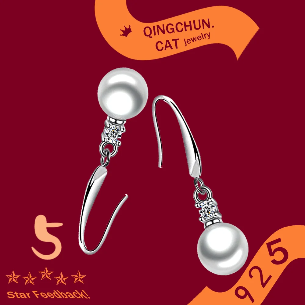 

Drop Earrings Fine Jewelry Gift Rhinestone Hook Eardrop New Women 925 Sterling Silver Freshwater Pearl Zircon Ear Dangle 2026