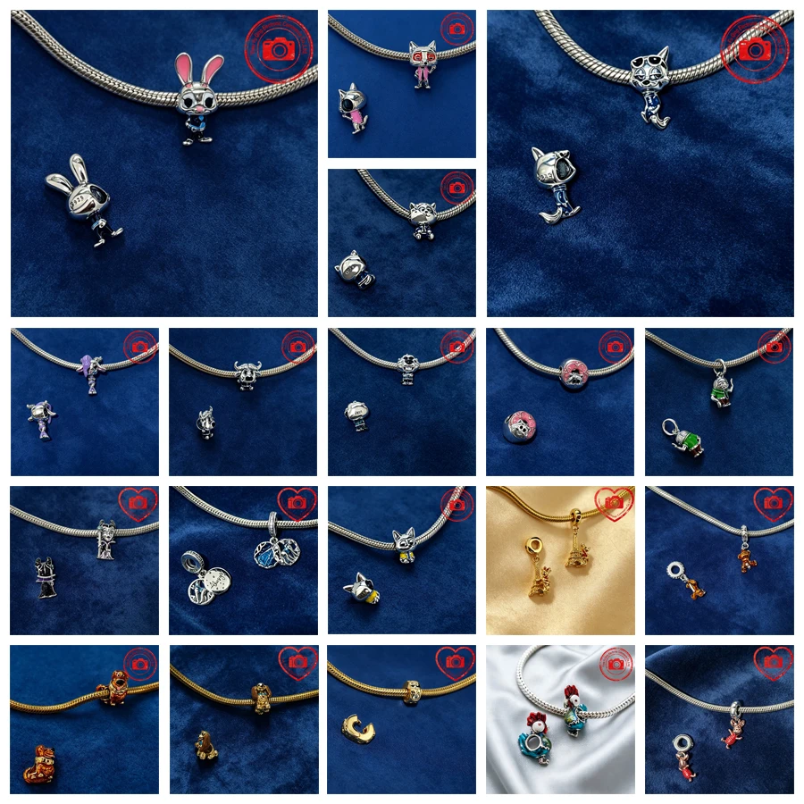 New Fine Classic Charms Pet Dog & Pet Cat Mouse Rabbit Fox Beads Fit Original 925 Silver Snake Bracelets DIY Women Jewelry Gifts