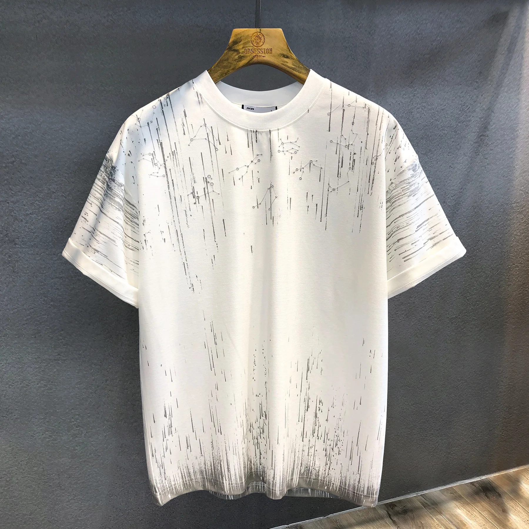 Summer New Fashion Trend Printed Round Neck Short Sleeve T-Shirt Handsome Sunny Men's Loose Casual Half Sleeve Top