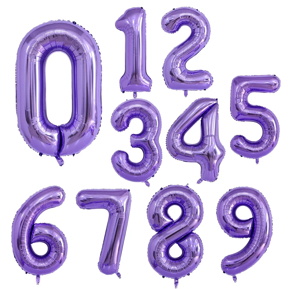 18pcs Butterfly 40inch Number Foil Balloons Set Purple Sunflower Baby Shower Decor Helium Ballon Birthday Party Wedding Globos