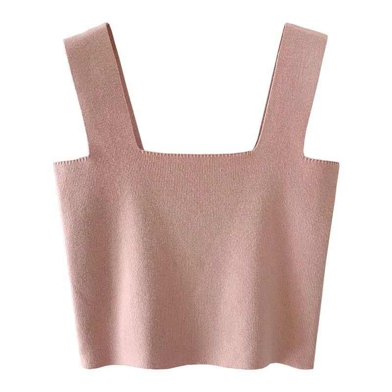 Odzież damska Kwadratowy dekolt dzianinowe podkoszulki topy mała kamizelka na ramiączkach damska letnia wewnętrzna dolna bez rękawów krótki top Camis Tees