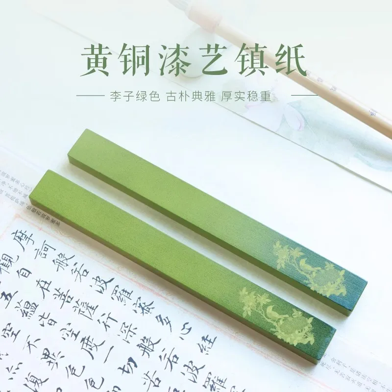 1 Pair Green Color Circular Rectangle Paperweight Papaer Weight For Calligraphy Painting Drawing Art Supplies