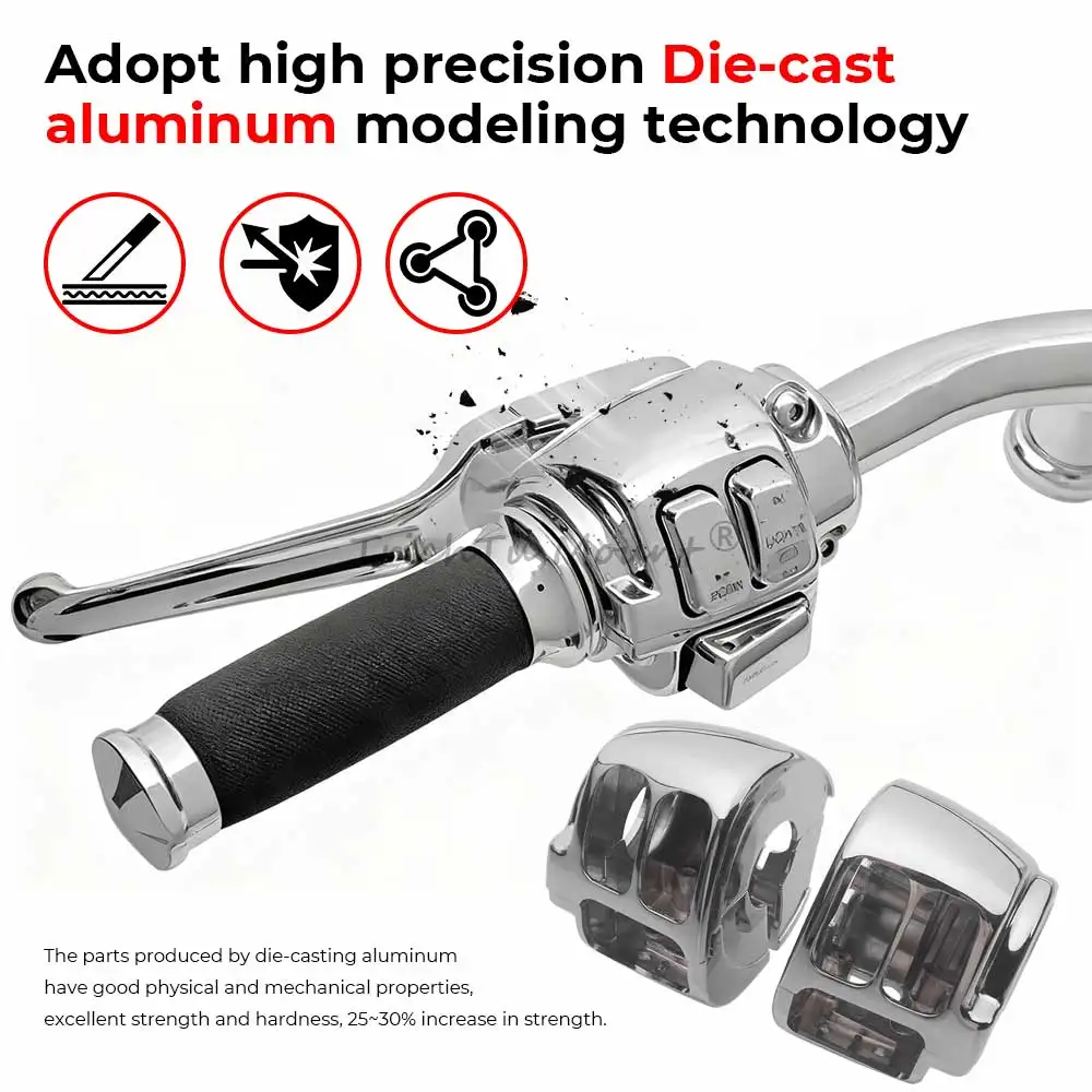 Chrome Motorcycle Switch Housing Handlebar Control Button Cover Caps Kit For Harley Softail Dyna FXDL Sportster Iron 883 1200