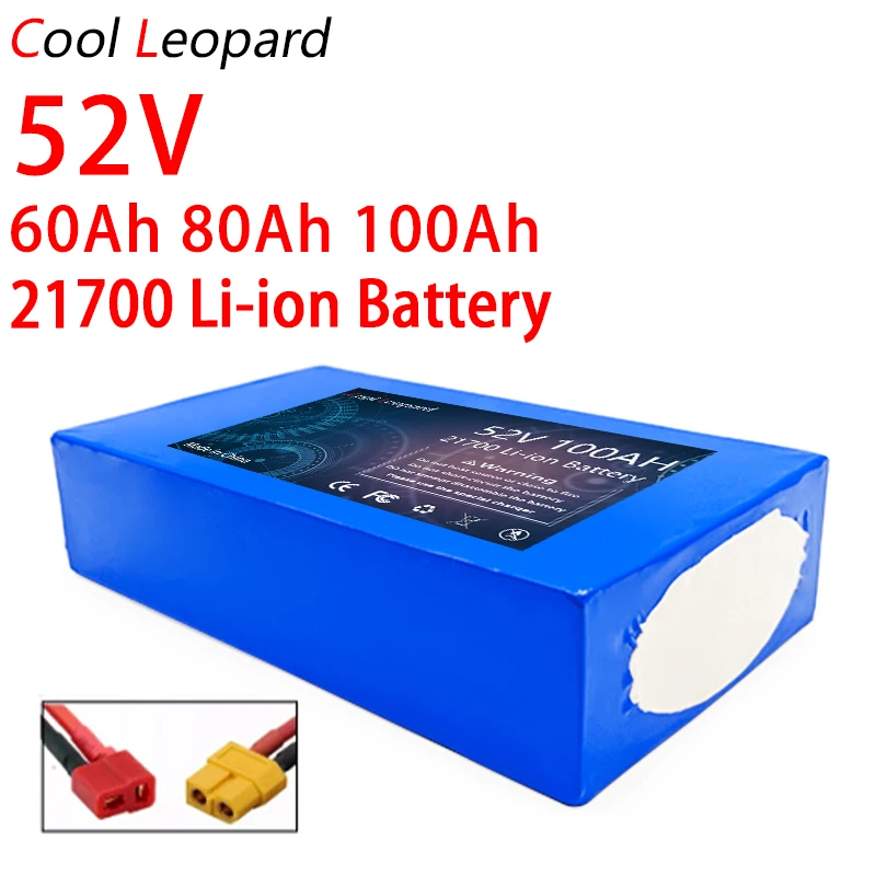 

52V Ebike Battery 60Ah 80Ah 100Ah 21700 Lithium Li-ion Battery Pack For 1500W 2000W Electric Bike Electric Scooter With BMS