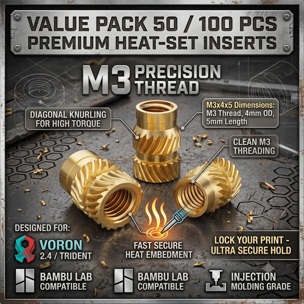 50/100/200Stk M3X4X5 Gewindeeinsatz M3 Rändelmutter Messing Heat Insert für Voron 2.4 Trident Prusa Bambu Lab 3D Drucker