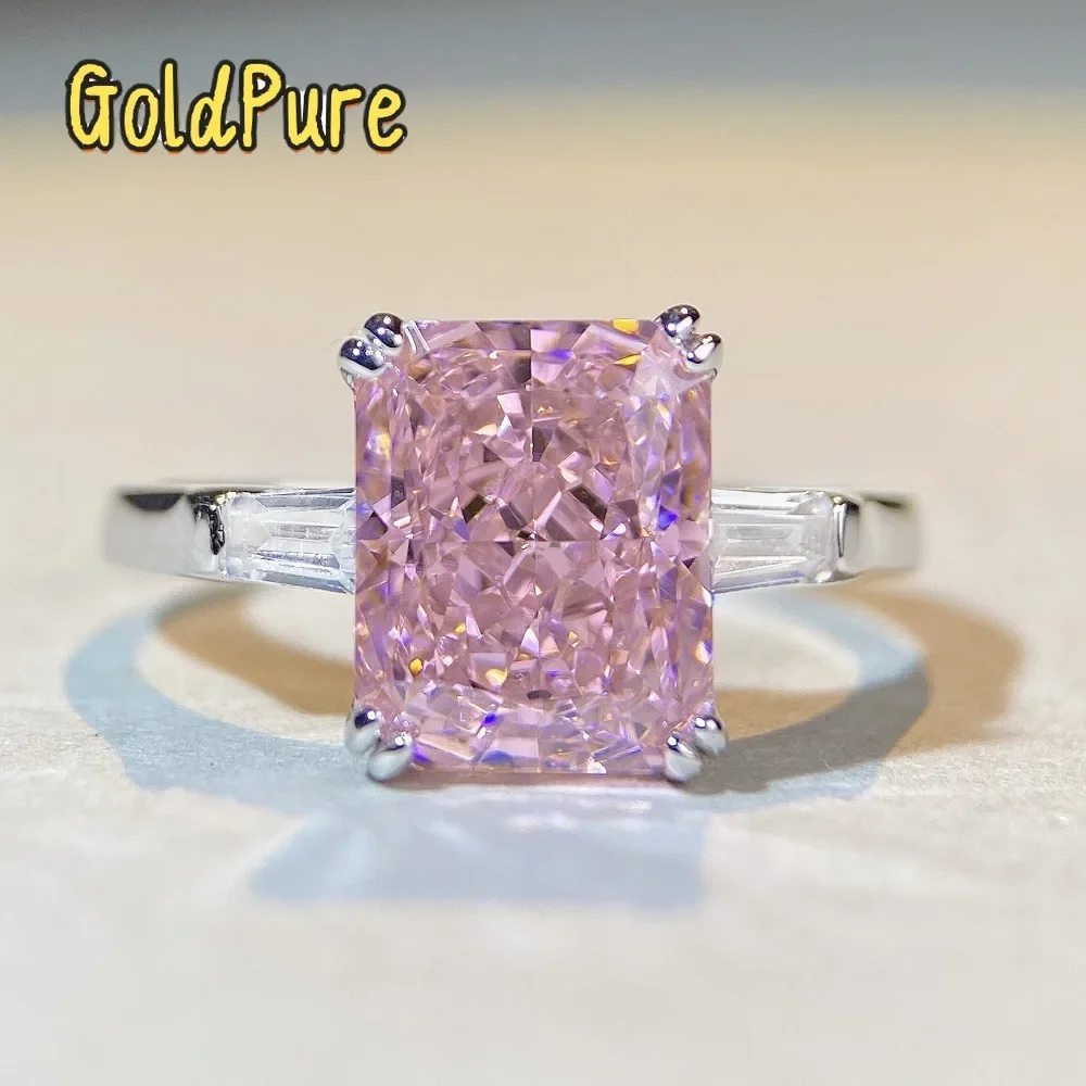 

Goldpure Luxury Solid Platinum PT950 Women's pink diamond Reddish cut moissanite diamond ring
