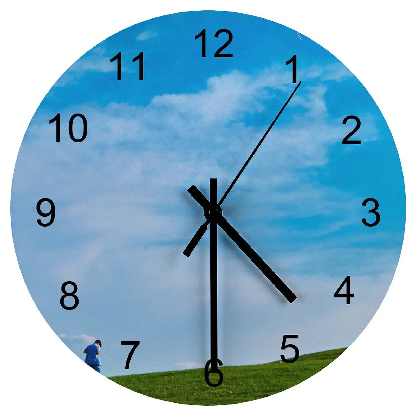 Garage Wall Clock Natural blue sky and clouds Clocks 12 inch Mute Fashion Round Creative Easy Assemble Fantasy