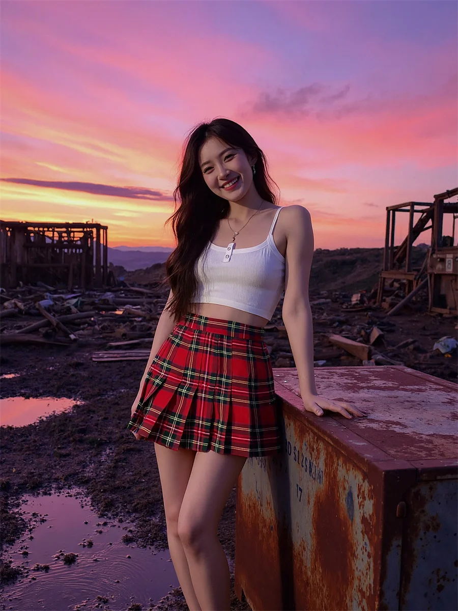 

Plaid Pleated Mini Skirts Woman Formal Women Clothes Summer Cotton Pencil Travel Casual Teen Breathable Comfortable Versatile BF