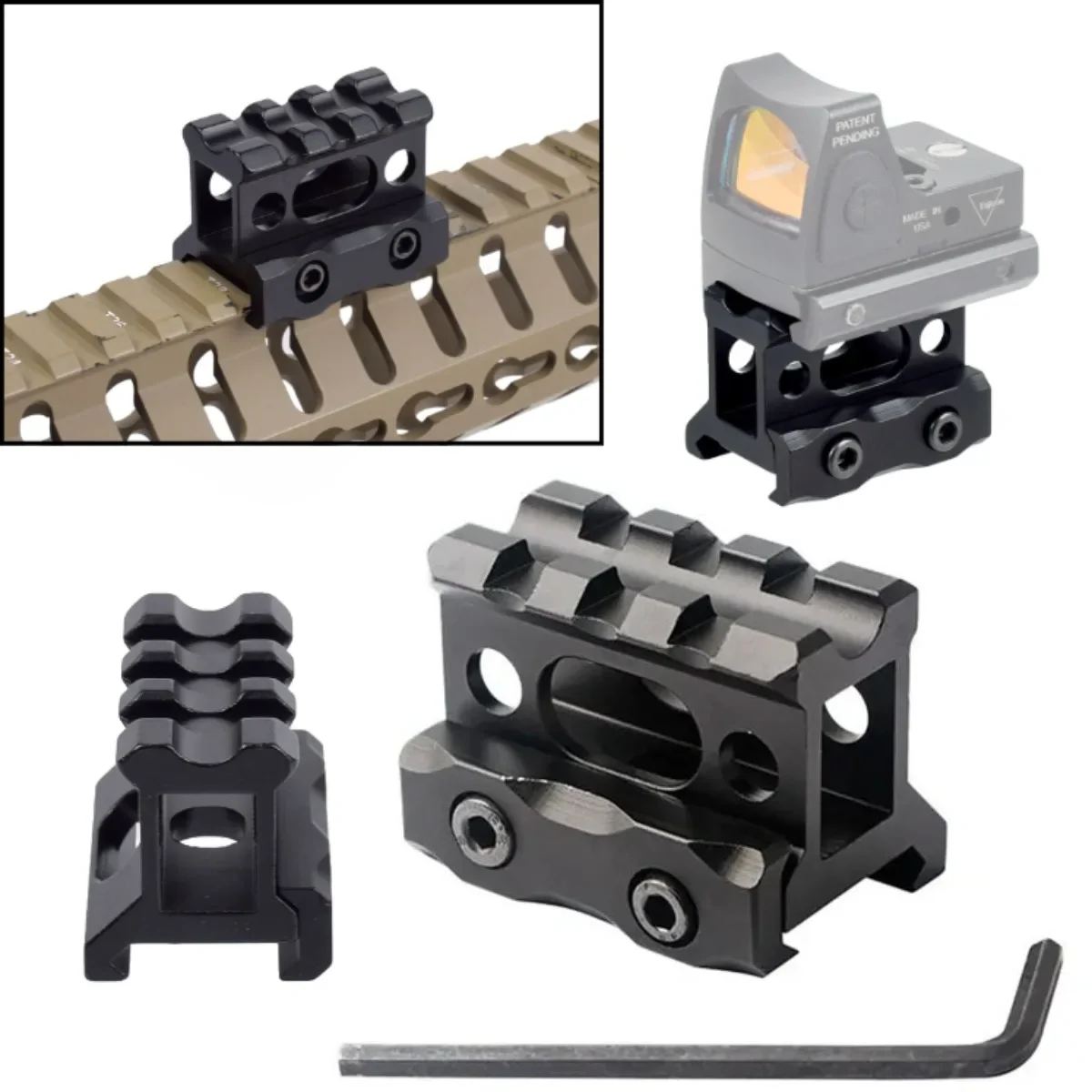1 Inch Height Riser Mount Aluminum Alloy Short Base Adapter For 20mm Picatinny Rail Mount For Outdoor Game Model Parts