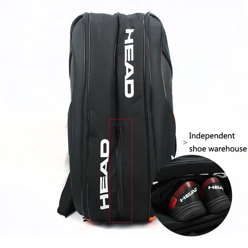 HEAD Tennis Rackets Bag 6 Pieces Hard Shell Sports Bag Large Capacity 9 Badminton Racquets Backpack Men Women Tenis Squash Padel