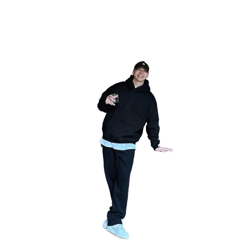 

Мужская мода, популярный осенне-зимний американский свитер с капюшоном, мужские осенние утолщенные свободные спортивные повседневные прямые спортивные штаны