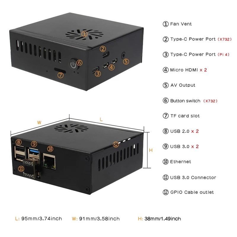 Papan ekspansi M.2 NVME SSD X876 + papan ekspansi daya X732 dengan cangkang logam X863-C1 + modul penyimpanan NAS kipas pendingin