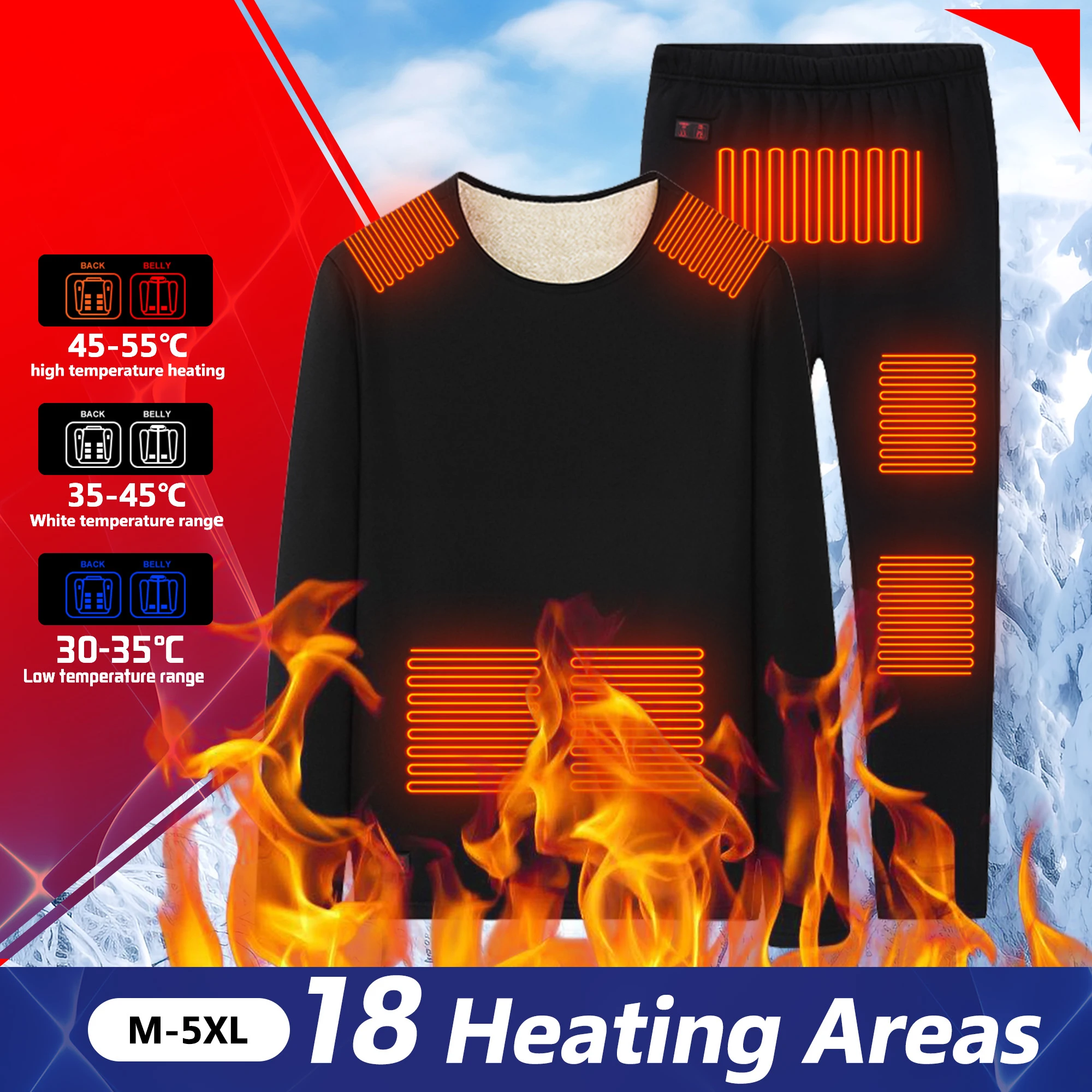 

Heated Thermal Underwear Men's Women's Heated Jacket USB Heating Smart Pants Hiking Bike Camping Ski Winter Motorcycle Heated