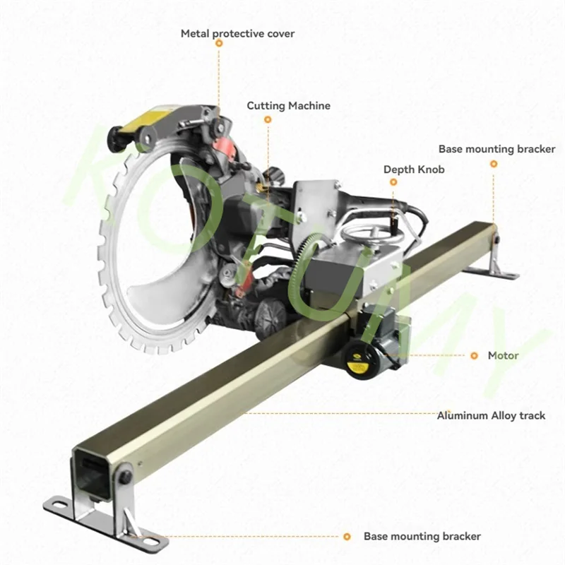 Single Track Concrete Automatic Saw Brick Cutter Circular Saw Wall Slotting Groving with Saw Blade and Rolling Pulley 2500RPM