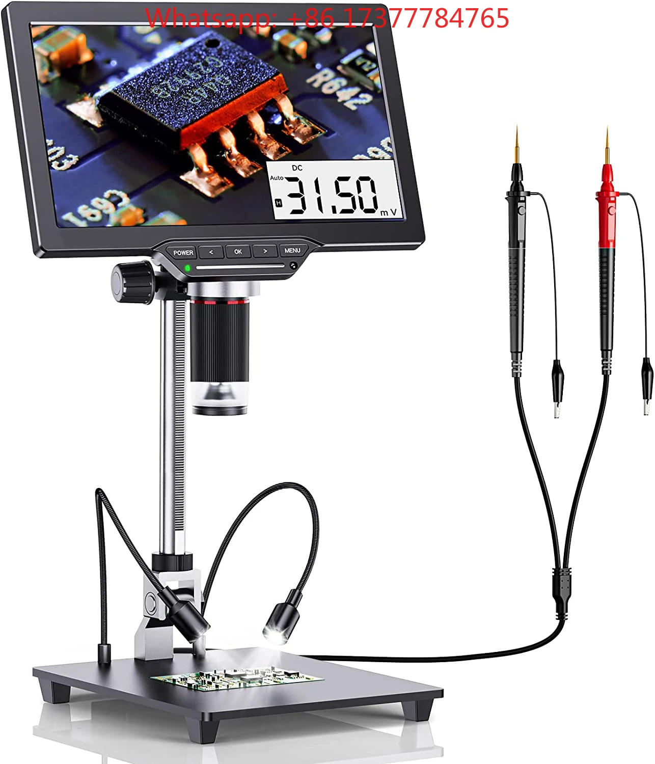 7.0 Inch Upgraded LCD Soldering Microscope, Digital Microscope With Multimeter for Electronic Repair VMS700M
