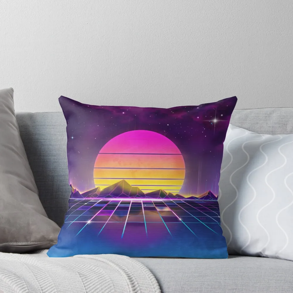 

Arcade Horizons (Synthwave Dream Landscape) Throw Pillow Pillow Case Christmas christmas ornaments 2024 pillow