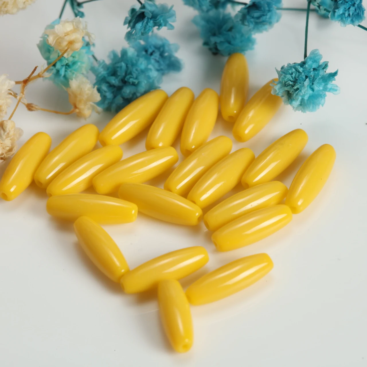 3x11mm Amber Yellow Oval Glass Beads High Luster Beads For DIY Bracelet Earrings Tassel Hair Accessories Craft Beads