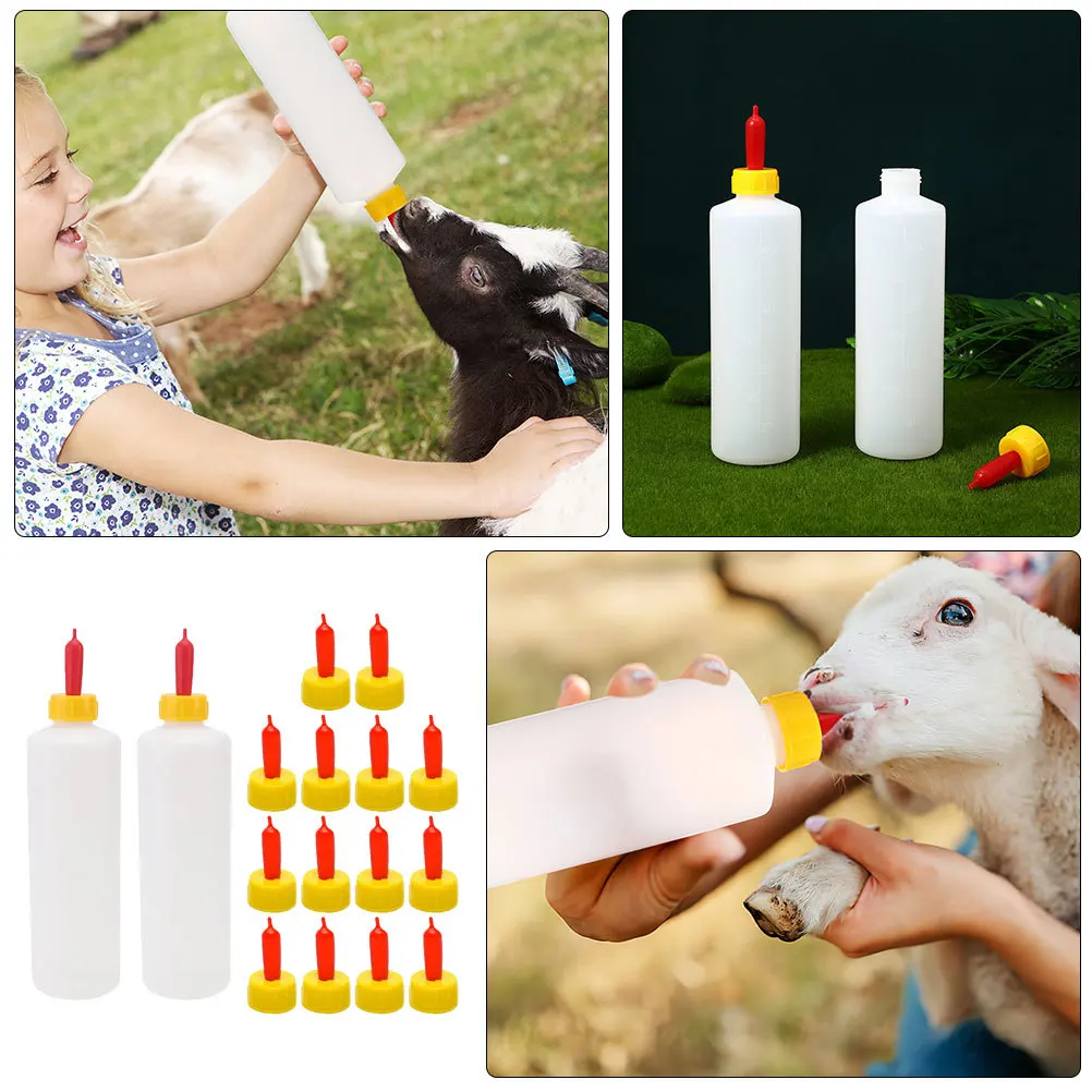 

1 Set Lamb Milk Kit Durable Plastic Feeding Bottle For Piglets Lambs Calves Replaceable Pacifier Supple Anti-Biting Calf Nursing