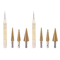 VELIF-6 Pcs HSS Titanium Step Drill Bit Set & 2 Pcs Automatic Center Punch