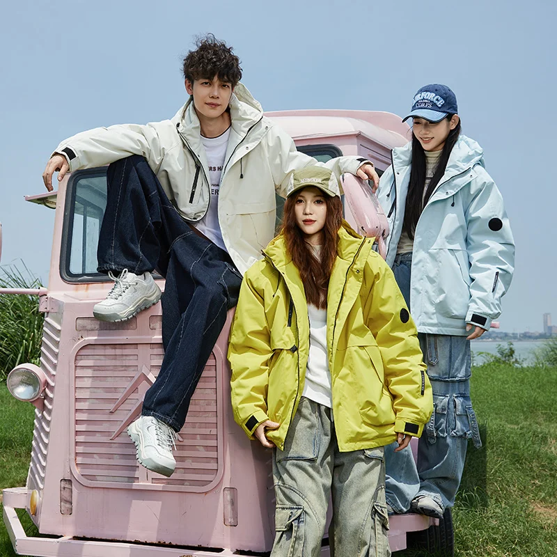 

ex Thiened Outdoor Climbing Jaet Waterproof Windproof Cotton Polyester Filled Hooded Zipper Closure Color Youth...