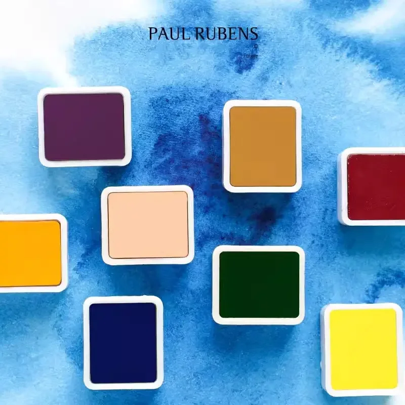 Imagem -05 - Paul Rubens-artista Conjunto de Tintas Aquarela Sólida Gem Ferro Esmaltado Pesado Caixa Aquarela Profissional para Pintura Arte 24 Cores