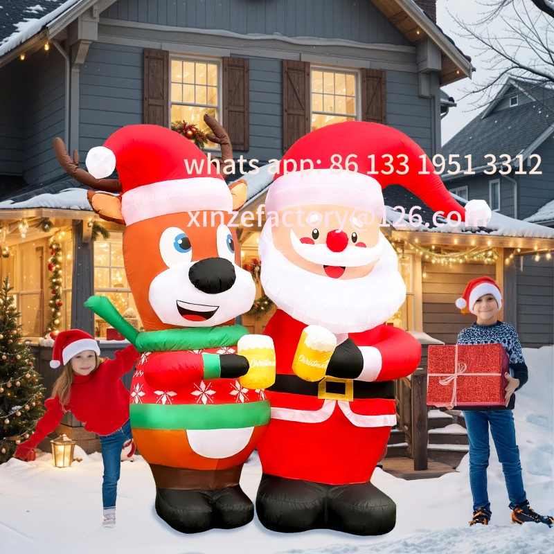 

Customizable Santa Inflatable Elk Cheers Man Glow Toy