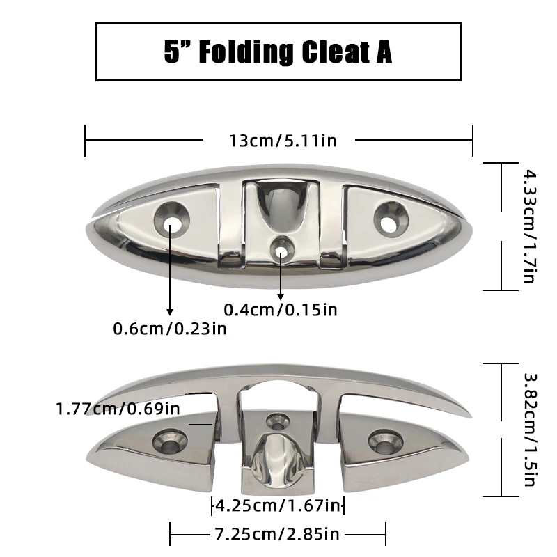 4.5/5/6/8 inch Marine Mooring Opvouwbare Cleat 316 Roestvrij Staal Hoge Spiegel Gepolijst Glanzende Boot dek Opvouwbare Cleats Onderdelen