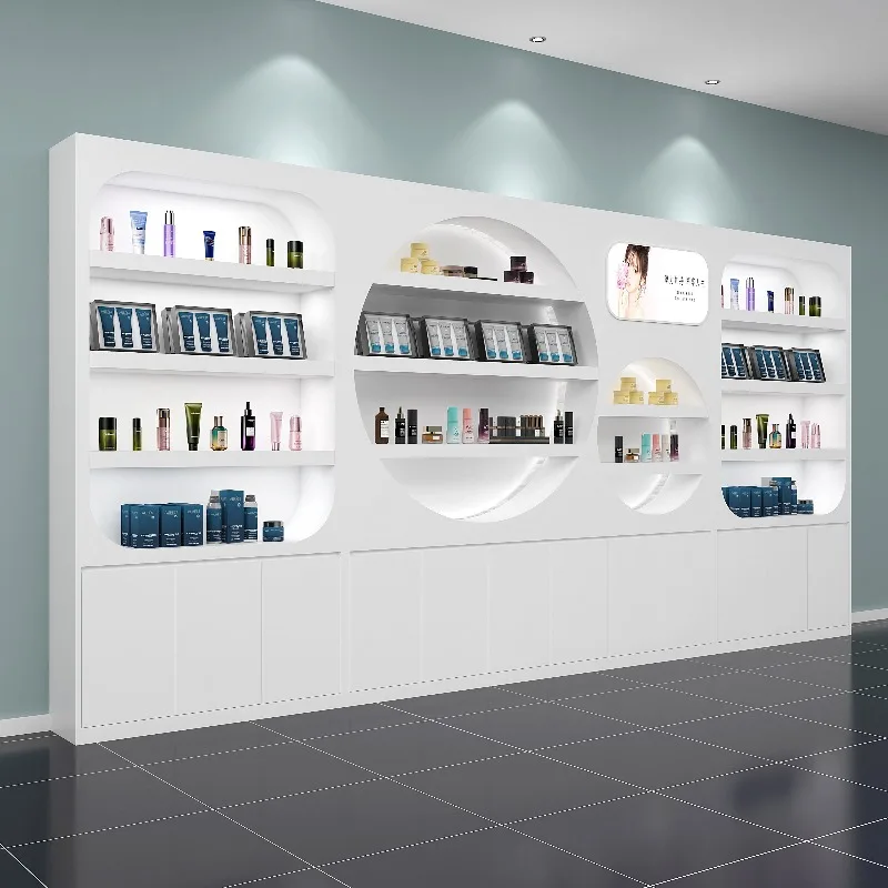 Nordic High-end Cosmetic Display Cabinets Minimalist Beauty Salon Product Display Rack Nail Salon Commercial Furniture FYMC