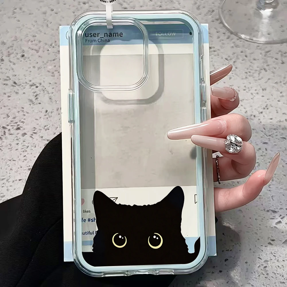 Niedliche schwarze Katzen-Handyhüllen für Samsung Galaxy S26 Ultra S25 S24 edge s22 s23 Plus FE A57 A54 A55 A16 A35 A36 A37 5G Klare Hülle – Detail 3