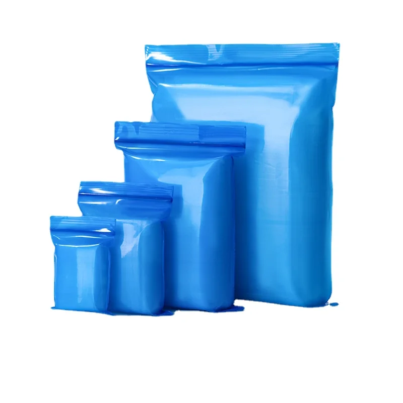 100PCS PE Blue Ziplock Bag Thickened 20 Wires Pull Bone Bag Color Bag Sealed Bag Clip Chain Bag Plastic Packaging Bag