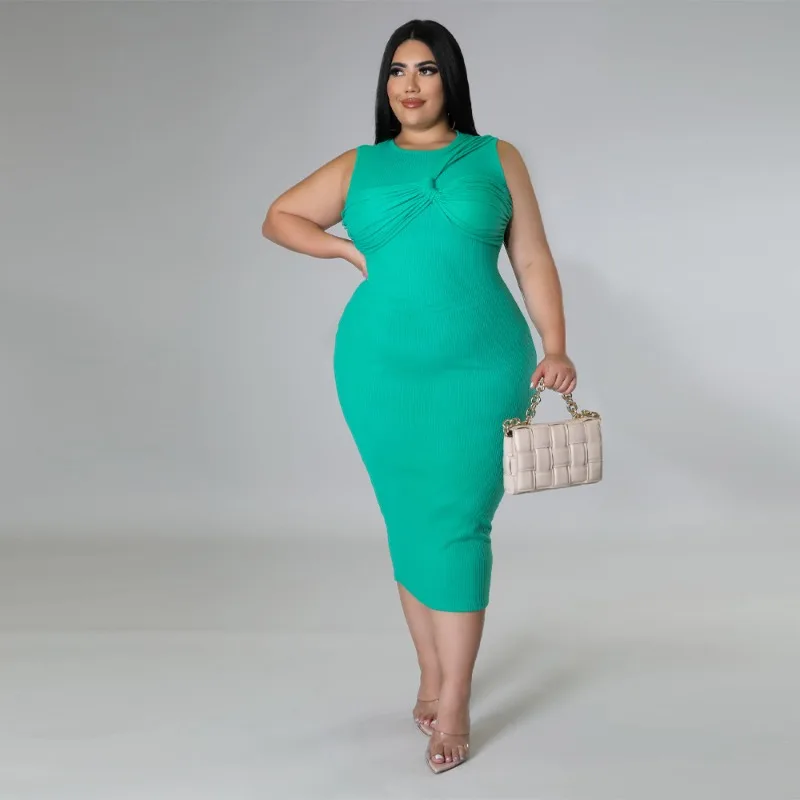 

Women Plus Size Summer New Dress Sleeveless Sexy Elegant Dresses Women's Bodycon for Wedding Party Solid Casual Clothing