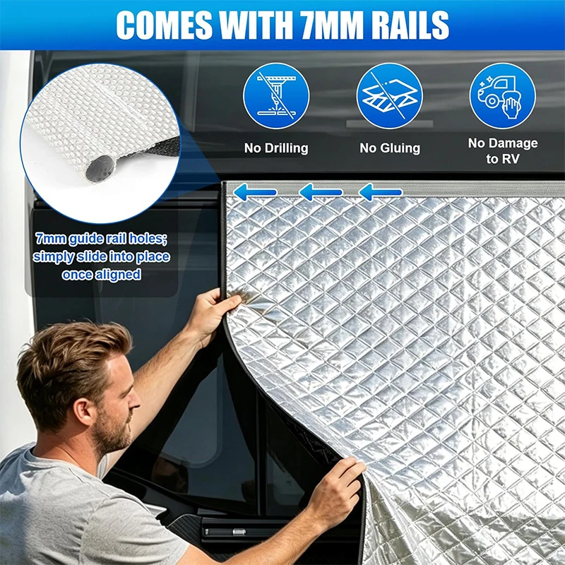 Caravans Insulation Protective Cover Front with 7mm Piping Assembly Thermal Mat with Reflective Strips Protection for Caravan