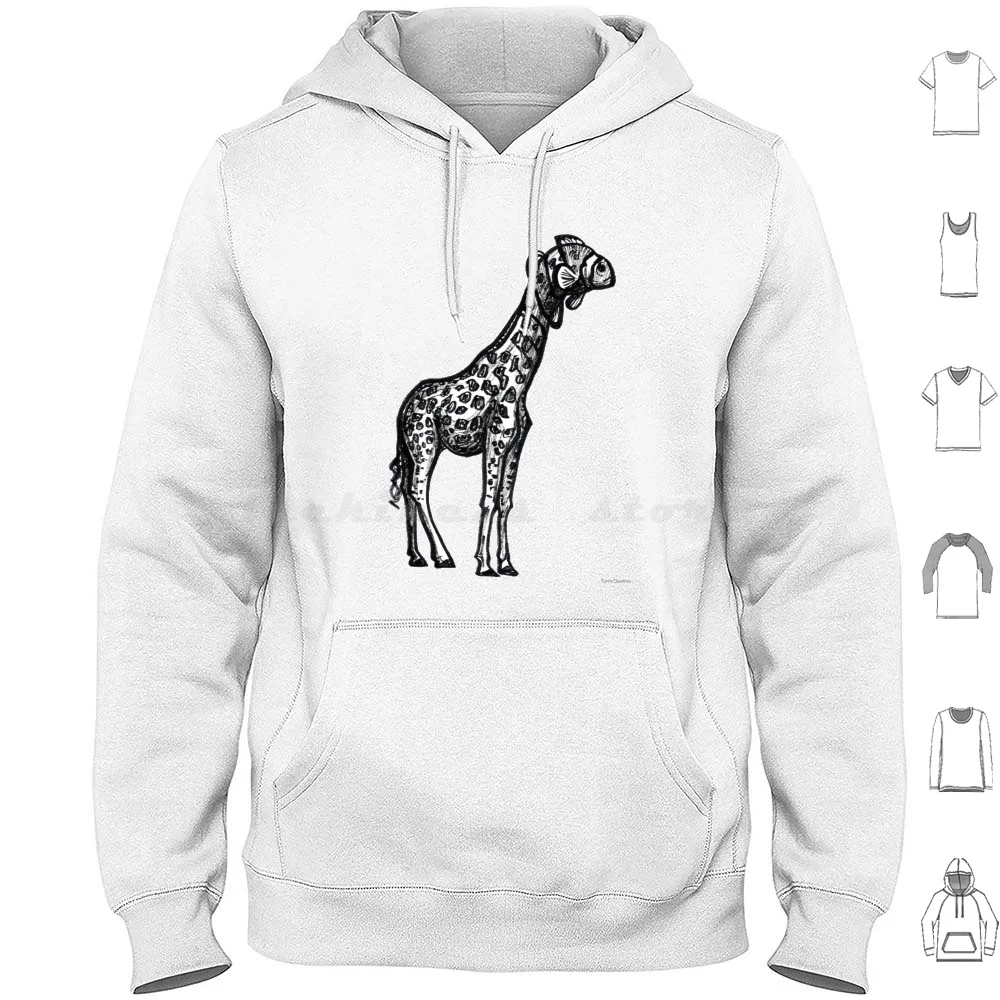 Giraffish Hoodies Long Sleeve Chimaera Mashup Mash Up Hybrid Animal Wildlife Pen And Ink Comic Cartoon Funny Cute