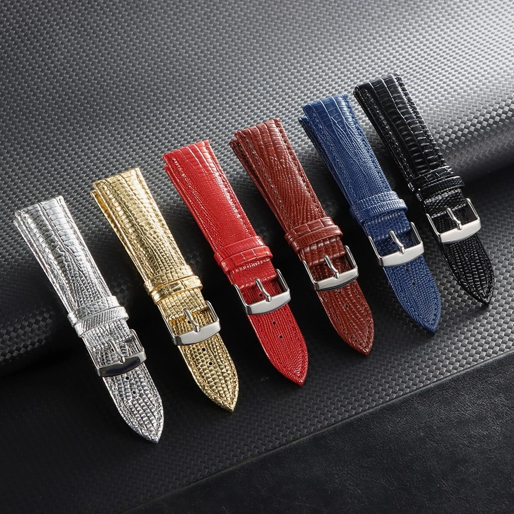 Lizard Pattern Leather Strap 18mm 20mm 22mm Black Red Leather Watch Band Men Bracelet Watch Accessories for Huawei for Seiko