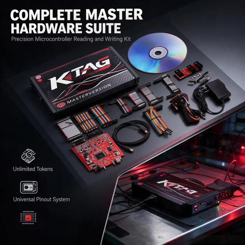 KESS V2.80 V5.017 KTAG 4LED V7.020 V2.25 Unlimited KTAG 4LED V7.020 V2.25 Online Red PCB No Token OBD2 Manager V2 ECU Programmer