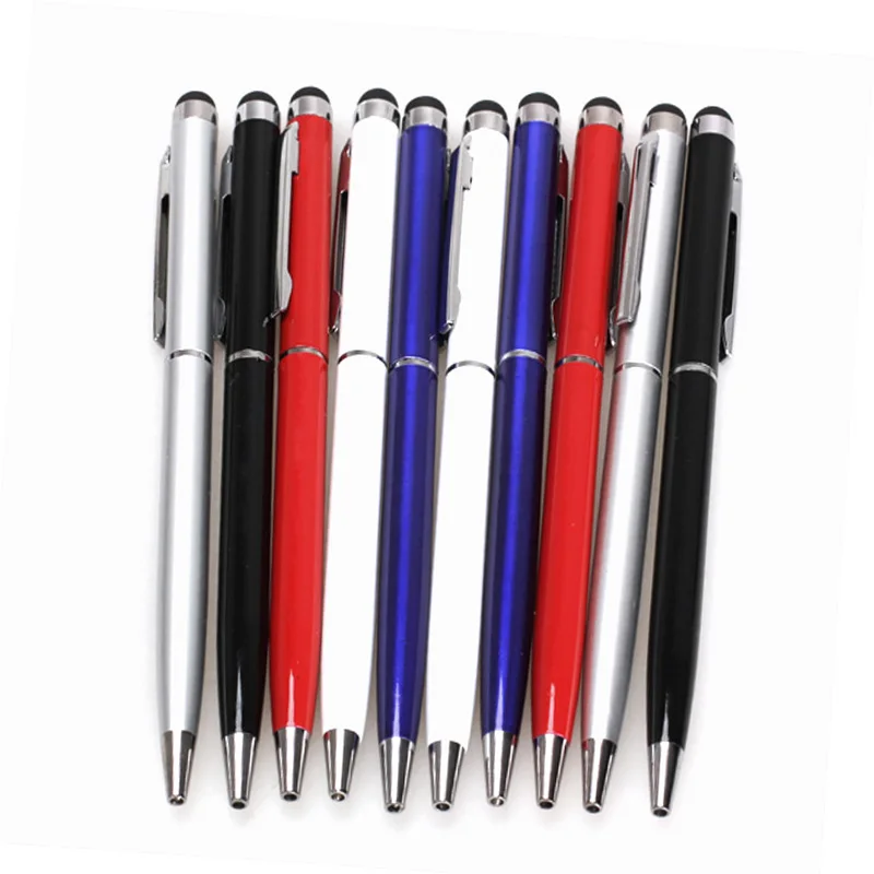10Pcs 2 In 1 Capacitive Touch Stylus Pen With Gel ink Ballpoint Pen For Phone Tablet