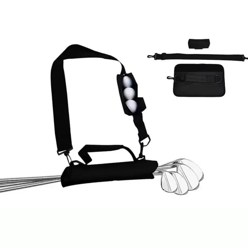 

Портативная многофункциональная сумка для мини-гольфа: вмещает клюшки, 3 мяча и 4 ти, легкая, с регулируемым ремнем.