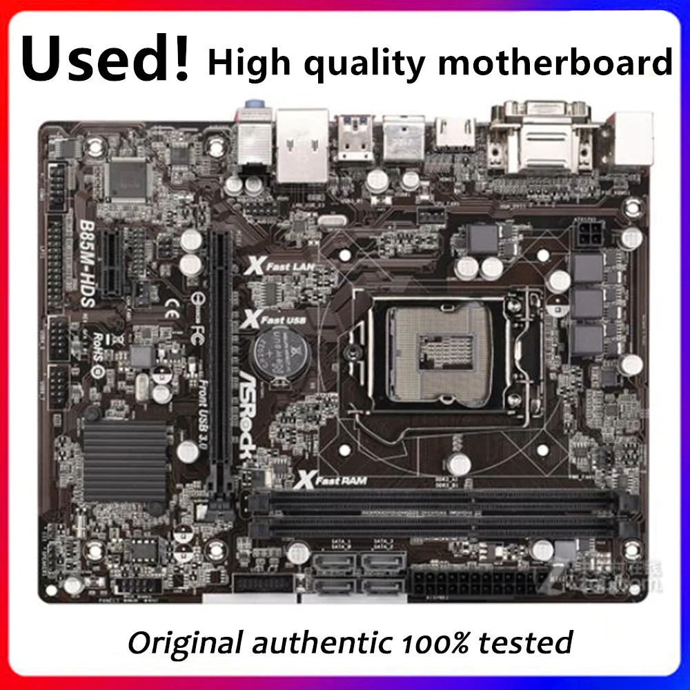 

For ASRock B85M-HDS Desktop Motherboard B85 LGA 1150 For Core i7 i5 i3 SATA3 USB3.0 Original Used Mainboard