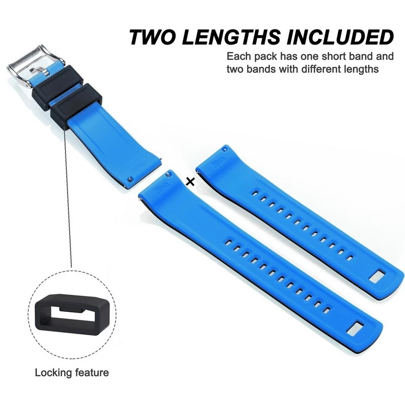 Hemsut Silicone Smart Watch Bands, 18mm 20mm 22mm Quick Release Rubber Watch Strap for Man Women Soft Replacement