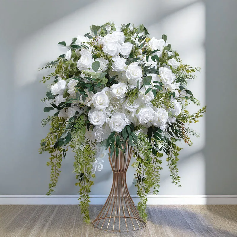 

Новая зелень, роза, искусственный цветочный шар, геометрическая подставка, римская колонна, набор для настольной вазы, свадебный домашний декор, искусственный цветочный декор