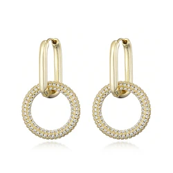 New Trendy Round Oval Rectangle Hoop Earrings For Women Zirconia CZ Paved Copper Gold Color Elegant Luxury Wedding Brand Jewelry