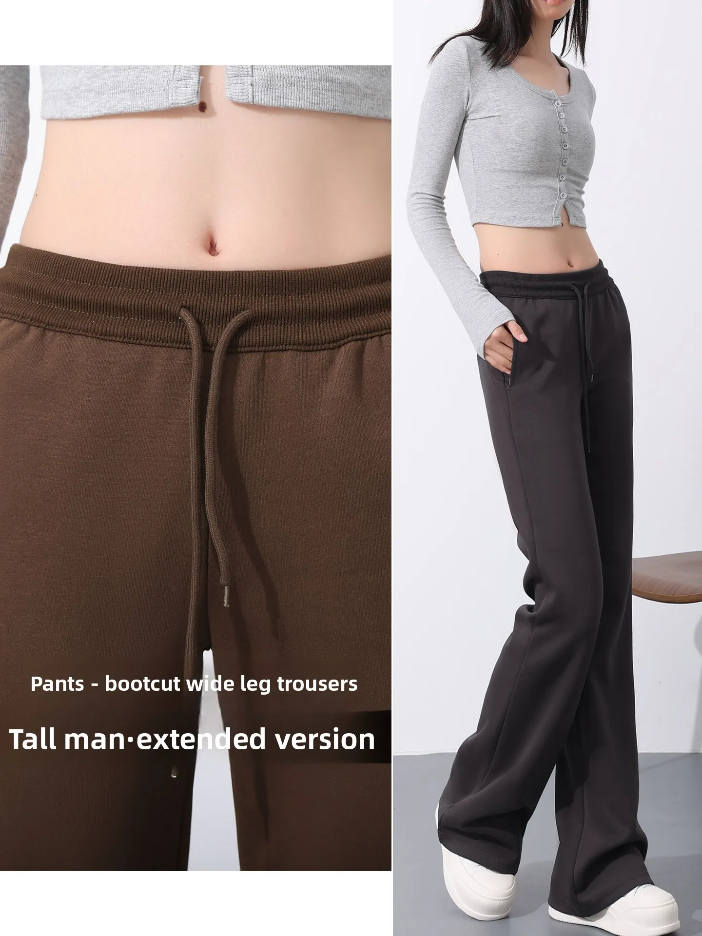 

Extended Size High Waist Fce Lined Bootcut Yoga Pants Women's Casual Loose Fit Trousers Polyester Cotton Spandex Blend