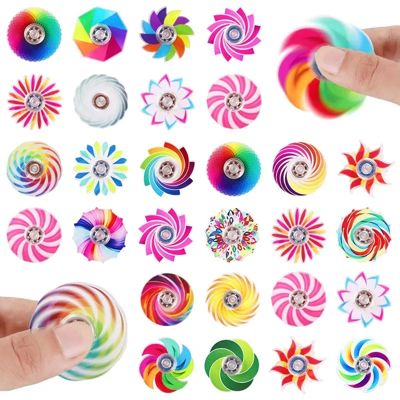 6/12/24pcs Mini Fidget Spinner Arco-Íris, Brinquedos Sensoriais para Alívio do Estresse, Lembrancinhas de Aniversário para Crian