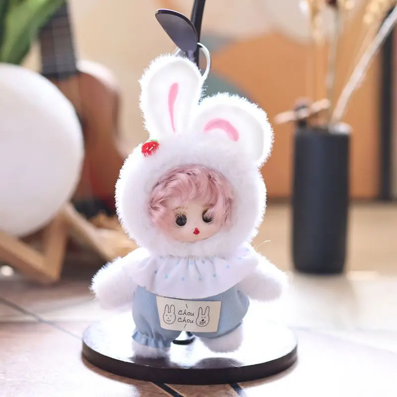 الفينيل وجه دمية أرنب ألعاب من نسيج مخملي دمية سيليكون حقيبة قلادة المفاتيح دمية دمية #6