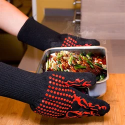 1pc Universal Anti-Slip Heat-Resistant Barbecue Oven Gloves Fireproof Kitchen Cooking Gloves Suitable for High Temperatures