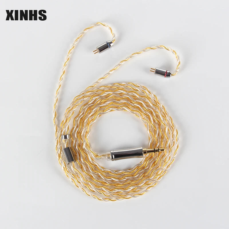 

XINHS 4 Core Gold Silver Mixed Single Crystal Copper Plated Silver 5N Upgrade Cable Headphones Wire Original