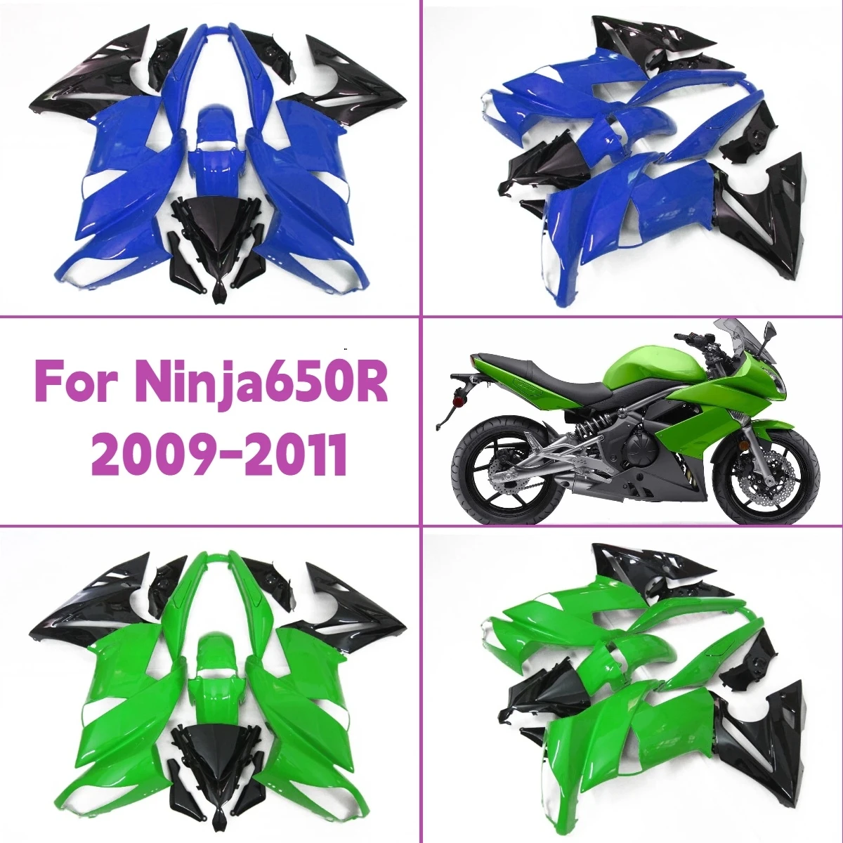 

2009-2011 ER-6F Replacement Full Fairings Bodywork Custom for 09-11 Kawasaki Ninja 650R ABS Plastic Fairing Kit