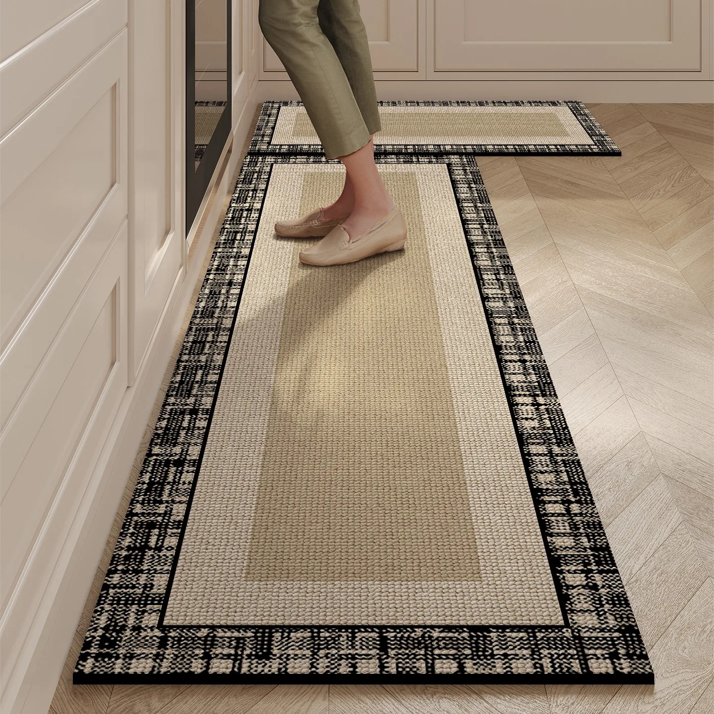 

Kitchen Mat Waterproof Non-slip Rugs Leather Carpet Anti-fatigue Pvc Floor Mats Oil-proof Easy To Clean Anti-slip Area Long Rug