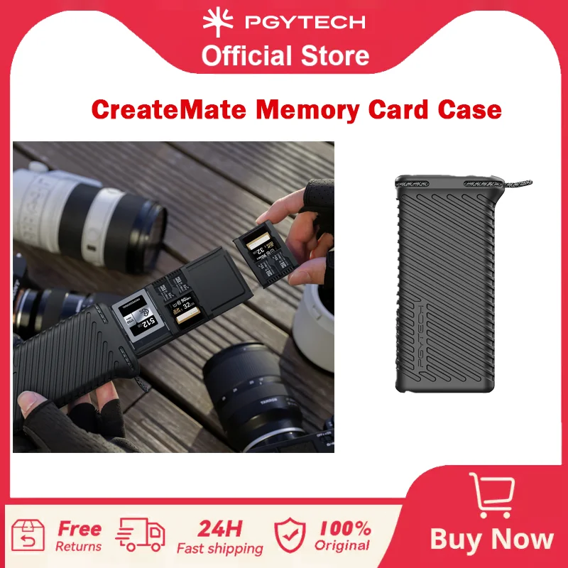 Étui pour cartes mémoire PGYTECH CreateMate, 18 emplacements pour cartes personnalisables, organisateur de stockage pour SD/CF/XQD/SIM, résistant à l'eau et à la poussière IP54
